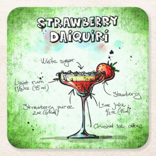 Dessous De Verre Carré Recette de boisson fraise Daiquiri