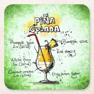 Dessous De Verre Carré Recette de boisson Pina Colada