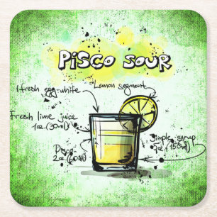 Dessous De Verre Carré Recette de boisson Pisco Sour