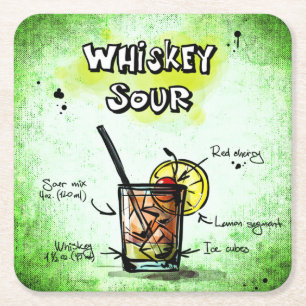 Dessous De Verre Carré Recette Whiskey Sour Drink