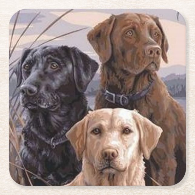 Dessous De Verre Carré Récupérateurs Labrador (Devant)