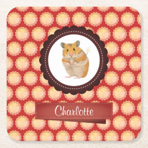 Dessous De Verre Carré Red Ajouter Votre Nom Hamster