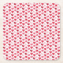 Red and Pink Watercolor Hearts Valentine