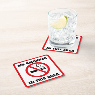 Dessous De Verre Carré Red and White No Smoking