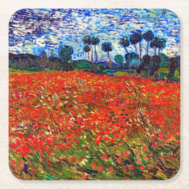 Dessous De Verre Carré Red Flower Field, Van Gogh (Devant)