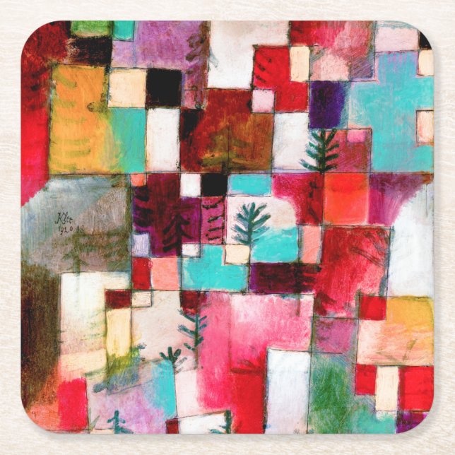 Dessous De Verre Carré Red Green and Violet, Paul Klee (Devant)