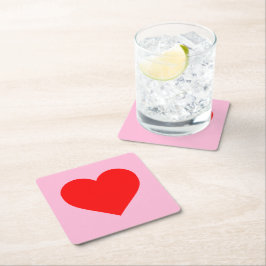 Dessous De Verre Carré Red Heart Beat Pastel Rose