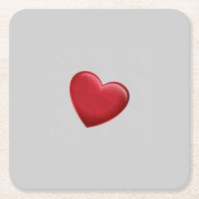 Dessous De Verre Carré Red Heart Grey Mariage d'amour tendance (Devant)