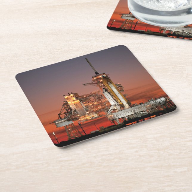 Dessous De Verre Carré Red Sky for Space Shuttle Atlantis Launch (Incliné)