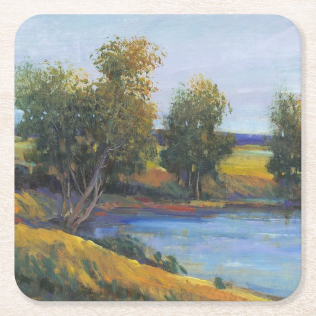 Dessous De Verre Carré Réflexion de l'arbre II (Devant)