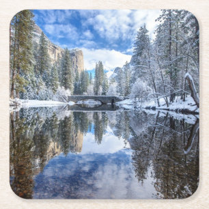 Dessous De Verre Carré Réflexion d'hiver chez Yosemite