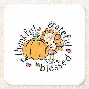 Dessous De Verre Carré Réflexion Grateful Blessé Thanksgiving drôle
