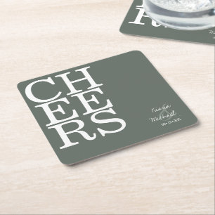 Dessous De Verre Carré Réflexions Mariage Cheers Sage Green ID774
