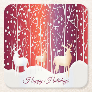 Dessous De Verre Carré Reindeer Snowy Holiday