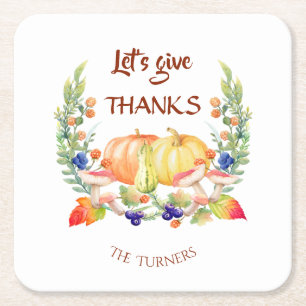 Dessous De Verre Carré Remercions Fall Wreath Citrouille Thanksgiving