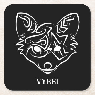 Dessous De Verre Carré Renard tribal noir et blanc