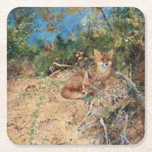 Dessous De Verre Carré Renards, Bruno Liljefors