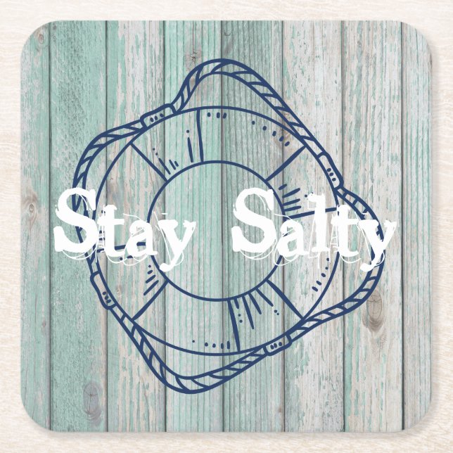 Dessous De Verre Carré Restez Salty Beach Life (Devant)