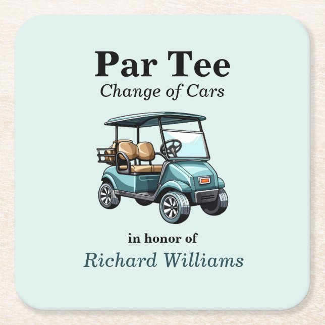 Dessous De Verre Carré Retraite Golf Panier Par Tee Thème (Devant)