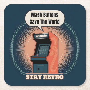 Dessous De Verre Carré Retro 80s Arcade Gaming Nerdy Humour