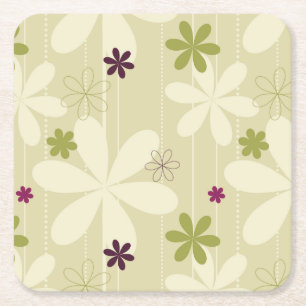 Dessous De Verre Carré Rétro arrière - plan floral