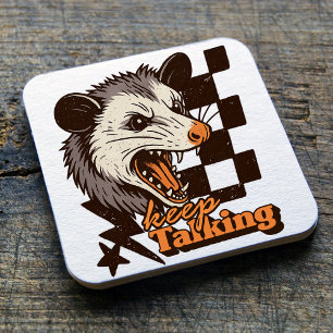 Dessous De Verre Carré Retro Continue Talking Feral Possum : Animal sauva