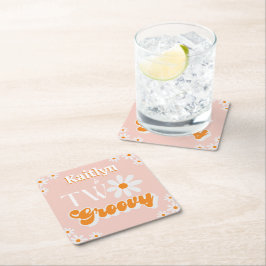 Dessous De Verre Carré Retro Deux Super filles 2e anniversaire