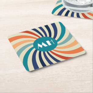Dessous De Verre Carré Retro les années 70 Starburst Monogramme