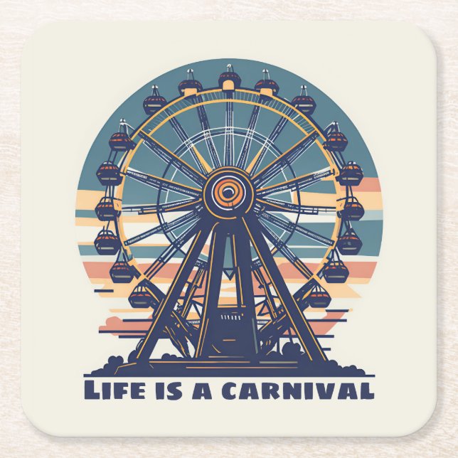 Dessous De Verre Carré Retro Life est un carnaval (Devant)