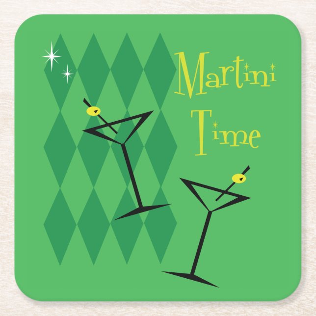 Dessous De Verre Carré Retro Martini (Devant)