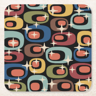 Dessous De Verre Carré Retro Mid-Century Moderne Abstrait