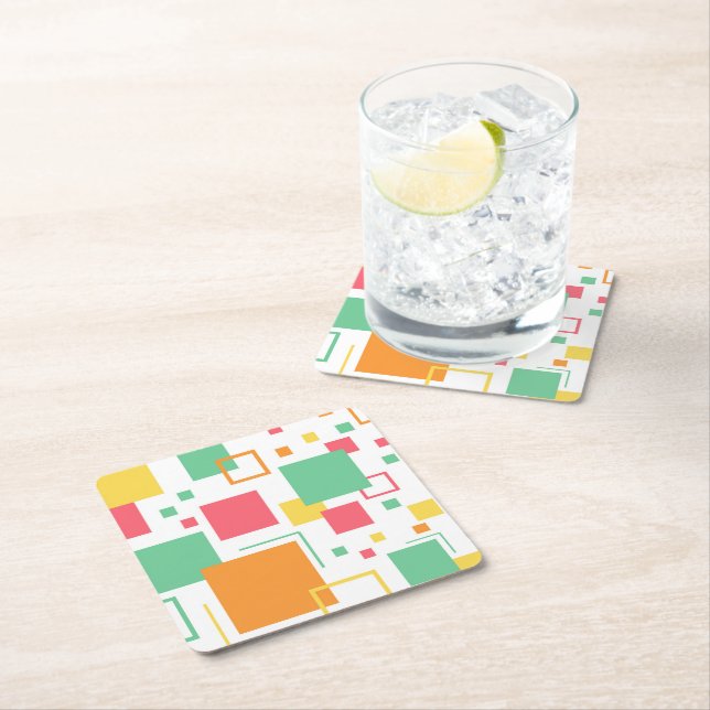 Dessous De Verre Carré Retro Mod Citrus (En situation)