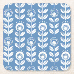 Dessous De Verre Carré Rétro motif bleu scandinave