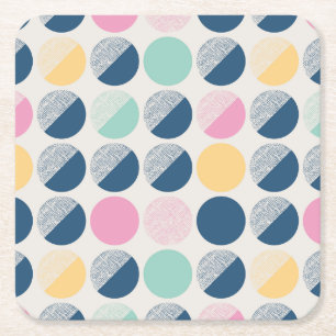 Dessous De Verre Carré Rétro motif de demi-cercle