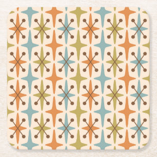 Dessous De Verre Carré Retro Motif du milieu du siècle moderne de l'âge a