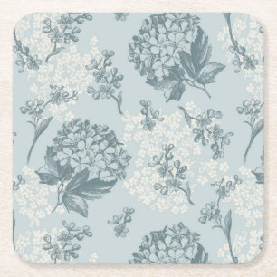 Dessous De Verre Carré Rétro motif floral avec des fleurs de viburnum