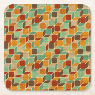 Dessous De Verre Carré Rétro motif géométrique 4