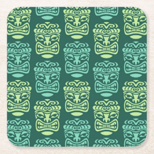 Dessous De Verre Carré Retro Tiki Beach Bar Motif