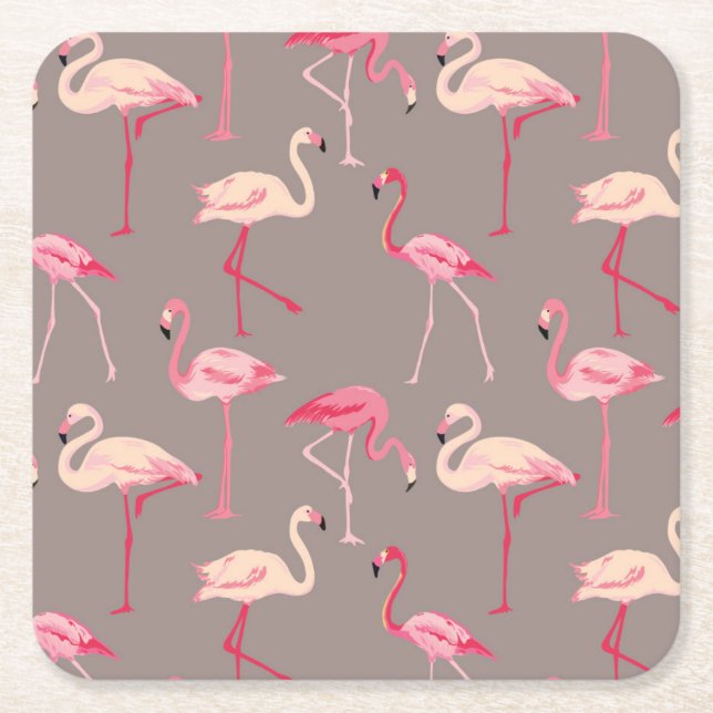Dessous De Verre Carré Rétros Flamants roses 2 (Devant)