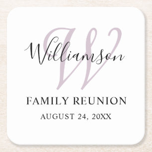 Dessous De Verre Carré Réunion de famille Monogramme Simple