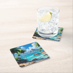 Dessous De Verre Carré Rêve, Paradis Tropical,