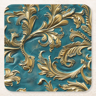 Dessous De Verre Carré Revêtement turquoise en faux cuir