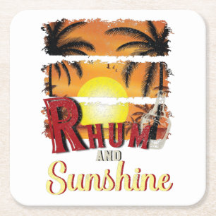 Dessous De Verre Carré Rhum et soleil