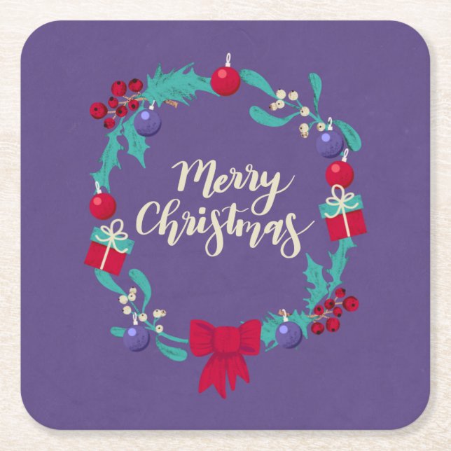 Dessous De Verre Carré Richesse de Noël (Devant)