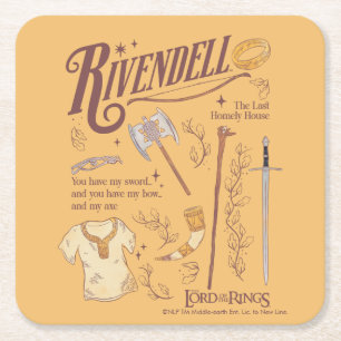 Dessous De Verre Carré RIVENDELL™ Collage Aquarelle Graphique