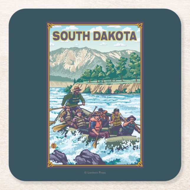 Dessous De Verre Carré Rivière RaftingSouth Dakota (Devant)