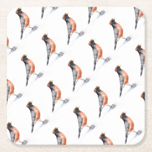 Dessous De Verre Carré Robin Bird en Casquette