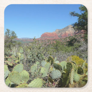 Dessous De Verre Carré Rochers rouges et cactus I