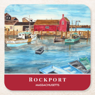 Dessous De Verre Carré Rockport Harbour Massachusetts Nouvelle-Angleterre