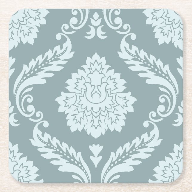 Dessous De Verre Carré Rococo Damask Lg Pattern Duck Egg Blue+Teal (Devant)